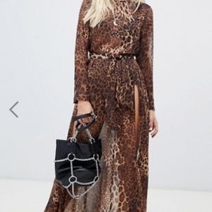 ebonie n ivory long sleeved mesh dress with thigh